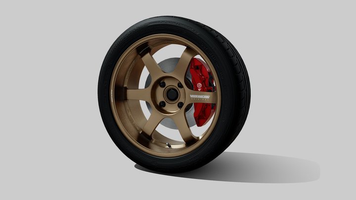 Bridgestone Potenza & Volk Racing Rim te37 3D Model