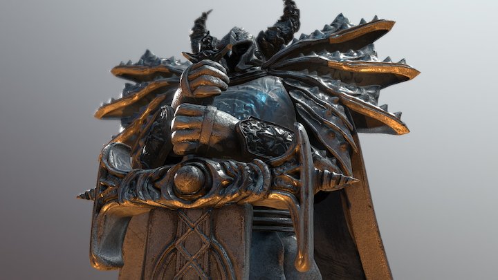 Hero & Demon King - Knight statue 3D Model