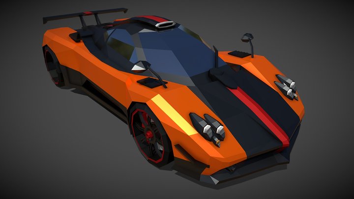 Low Poly Car Pagani Zonda 3D Model