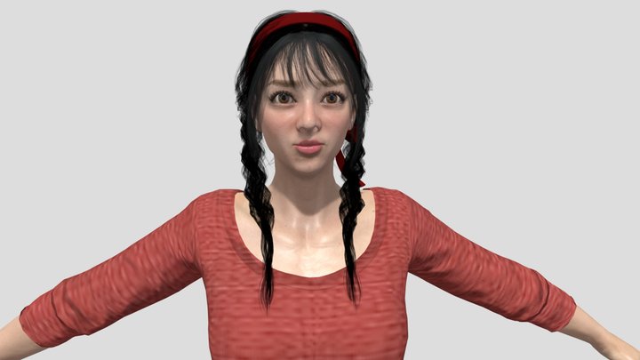 Realistic Female Asian Young Girl -3D Character 3D Model
