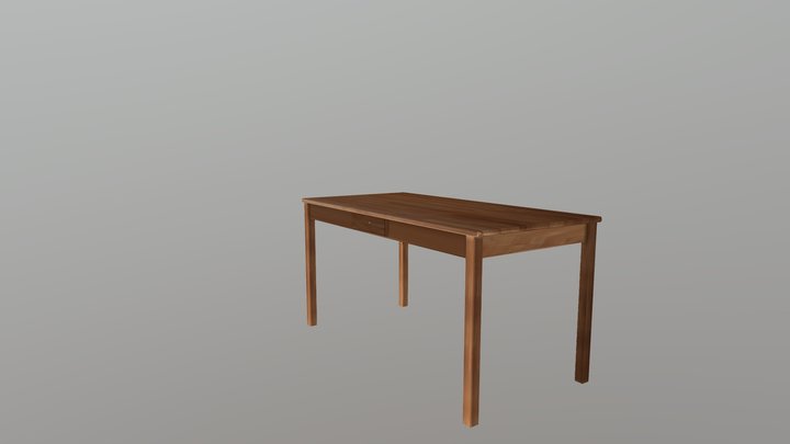 Wooden Computer Desk 3D Model