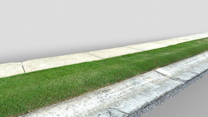 Grass Strip along road with rolled curb – Free 3D Model STL