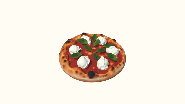 Stylized Margherita Pizza 3D Model