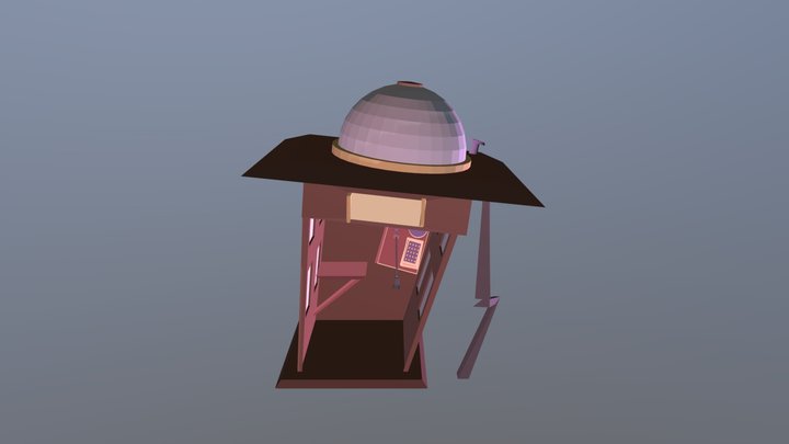 The Wonky Lowpoly Phone Booth 3D Model