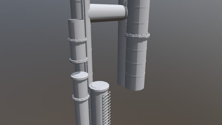 Group Of Huge Pipes 3D Model