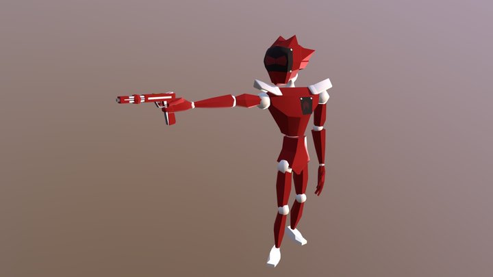 Futuristic Lowpoly Robot 3D Model