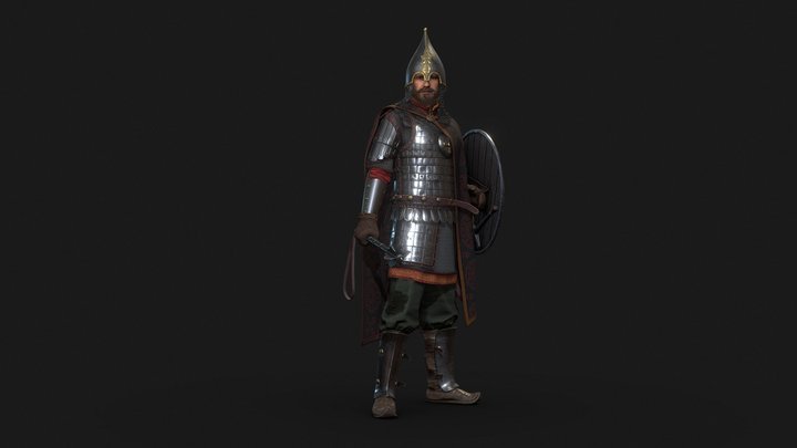 XIV Century Rus Noble Warrior 3D Model