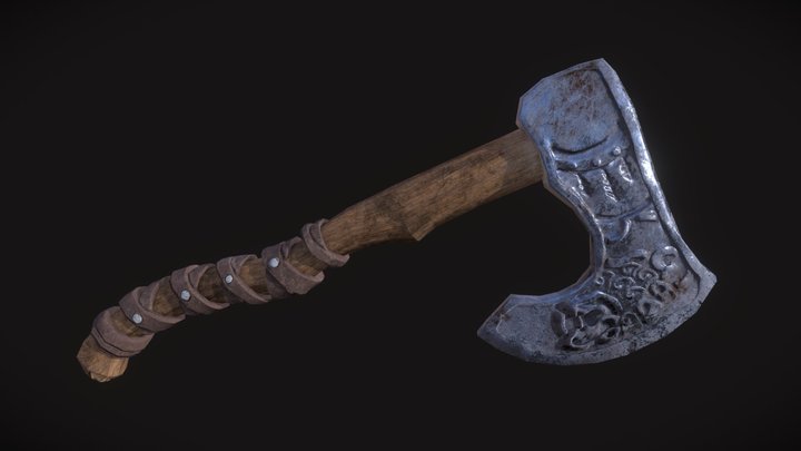 Low Poly Viking War Axe 3D Model