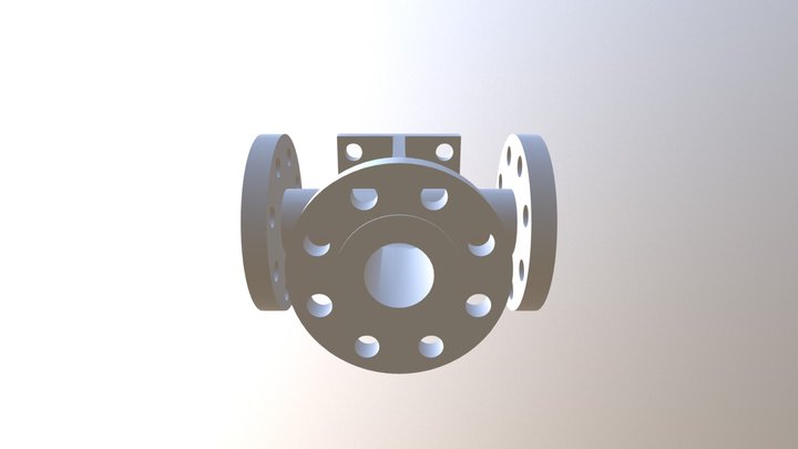 ASME B16 5 Flanged Square Base Tee - Class 300 2 3D Model