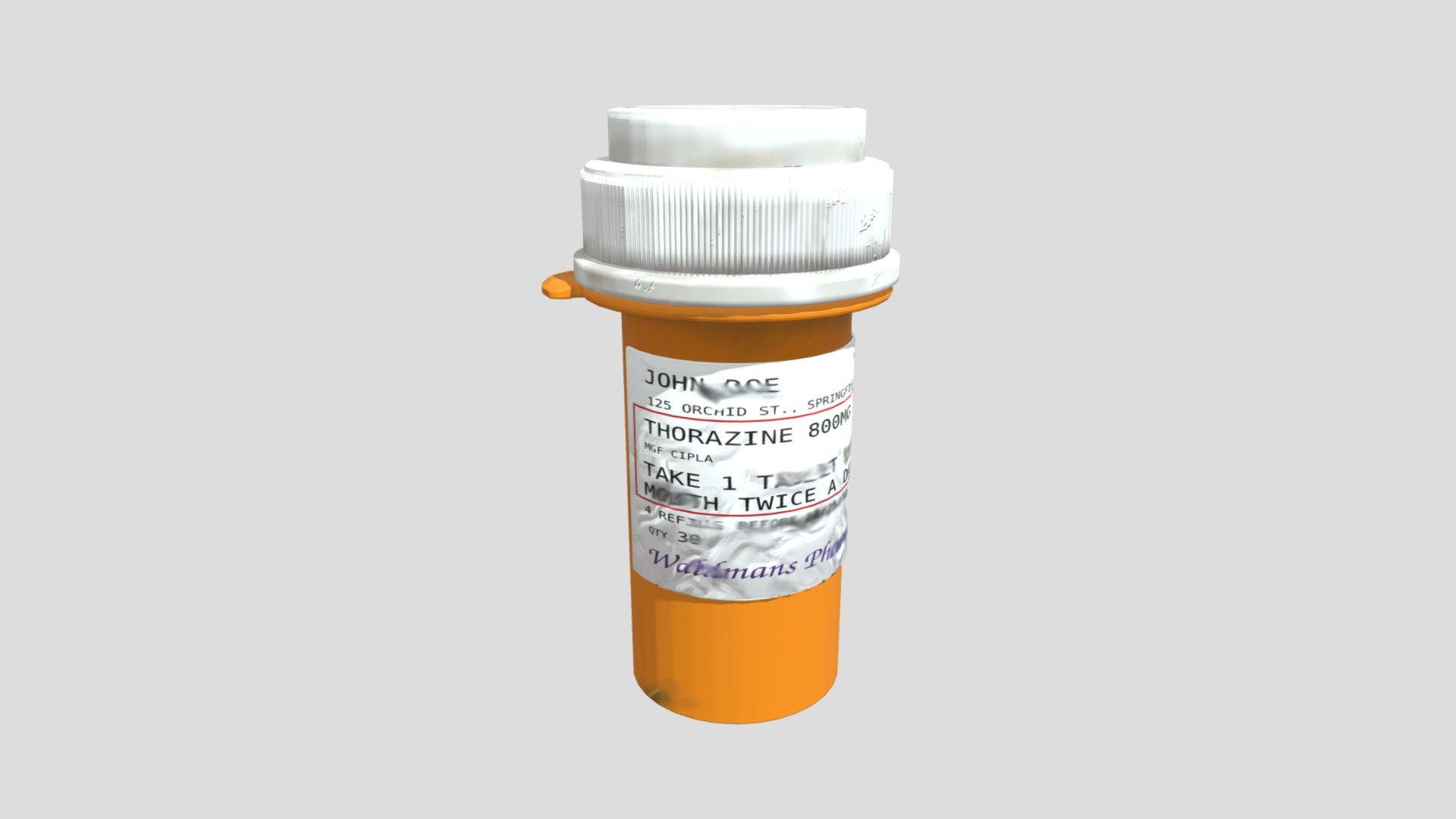 THORAZINE BOTTLE 1 - 3D model by taalongames [7af9607] - Sketchfab