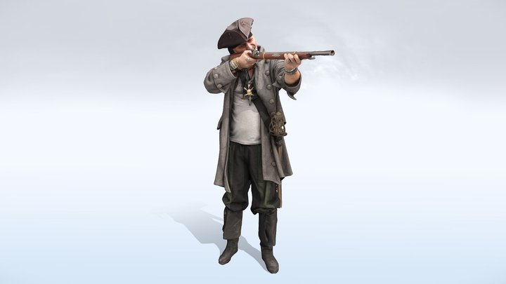 Male Scan - Pirate Aiming Gun 3D Model