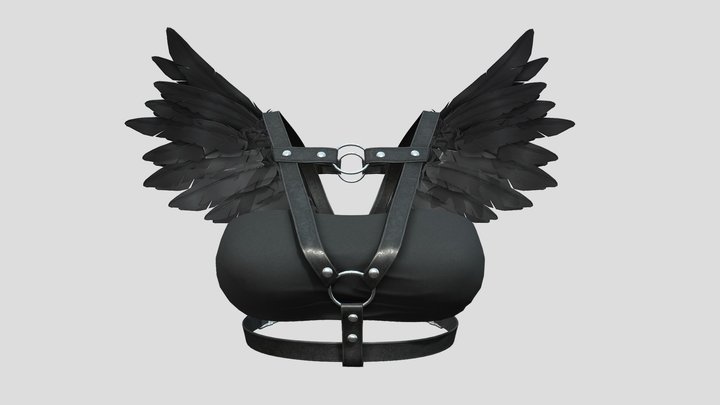 Fashion Tube Top With Straps and Feather Wings 3D Model