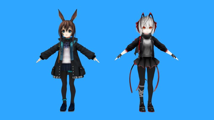 2 Anime Petite Girls ↓GET THIS MODEL ↓ 3D Model