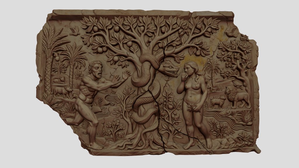 Ancient Relief - Adam And Eve