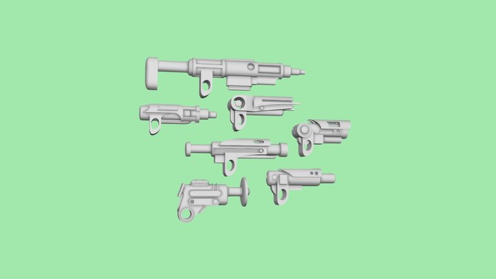 Various Laser Guns (Without Textures) 3D Model