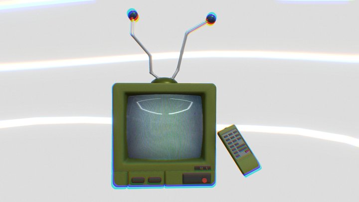 OLD TV & Remote (Low Poly) 3D Model