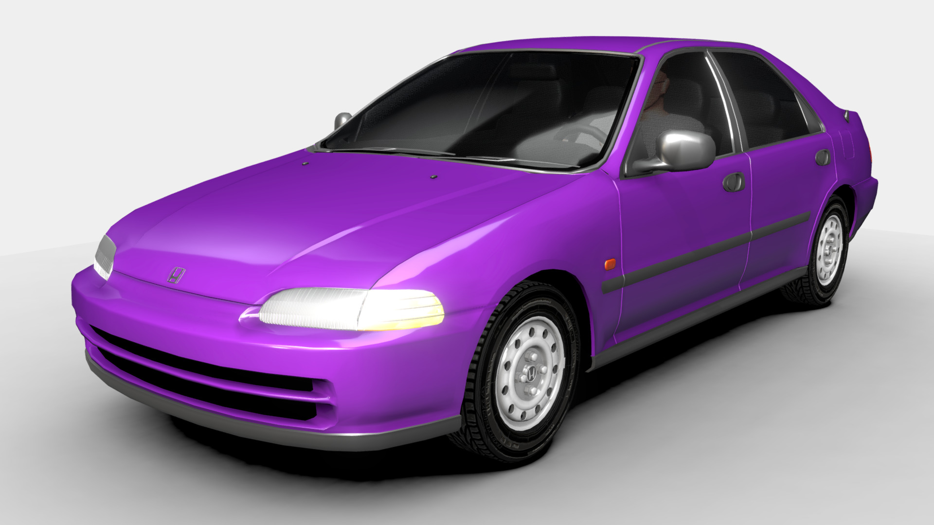 3D model Honda Civic Sedan (EG9) - This is a 3D model of the Honda Civic Sedan (EG9). The 3D model is about a purple car with a white background.