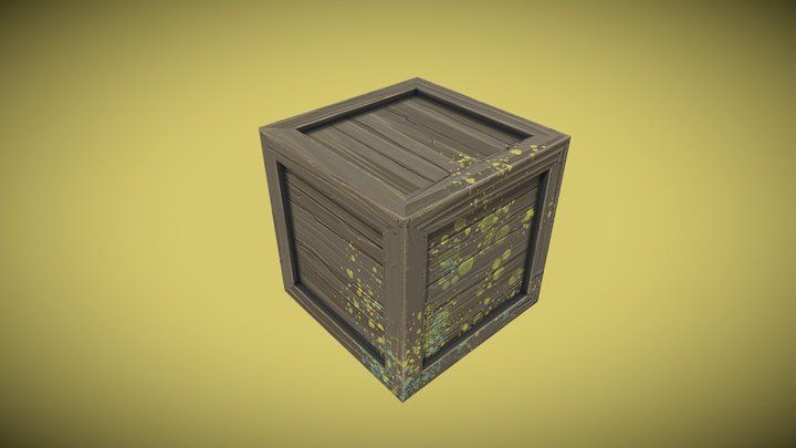 Low-Poly Crate. 3D Model
