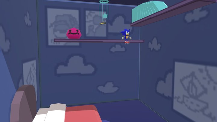 Stylized Low Poly Kid's Room 3D Model