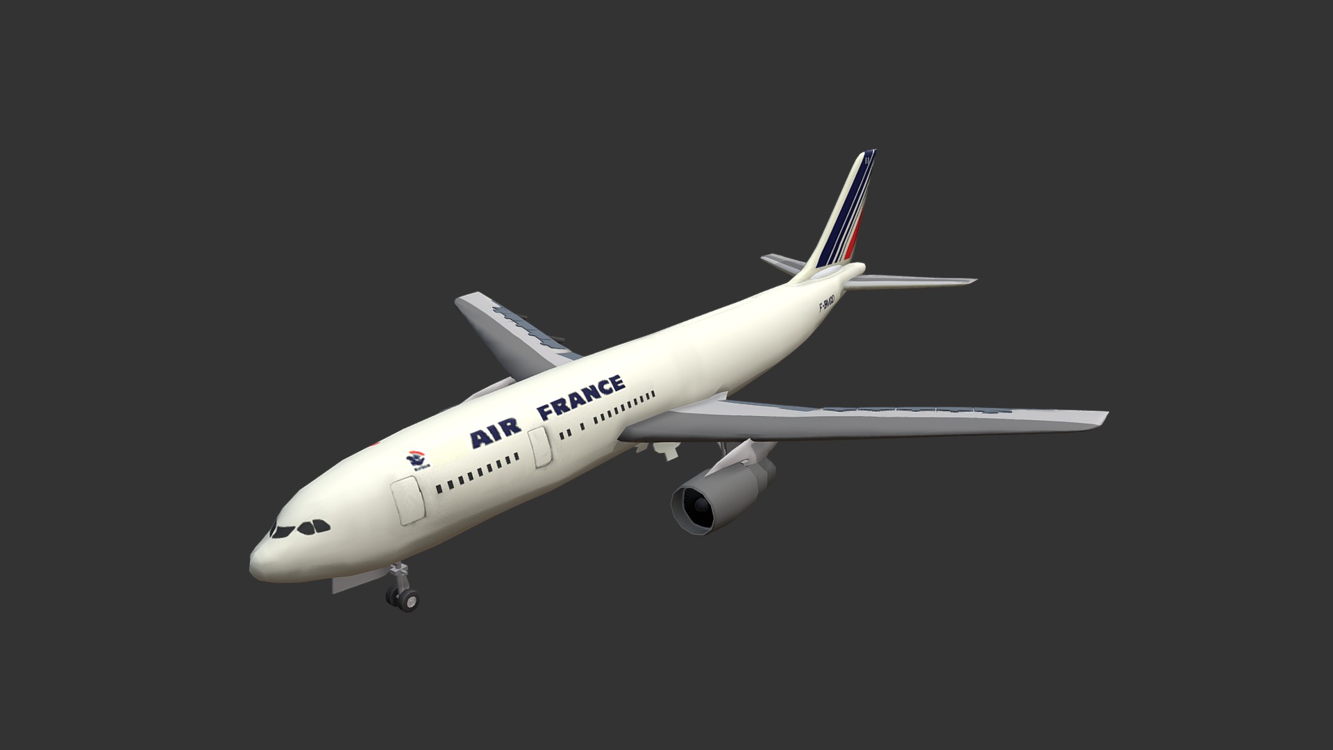 3D model Air France - This is a 3D model of the Air France. The 3D model is about a white airplane in the sky.