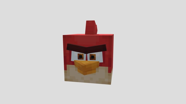 Red - Angry birds Minecraft Style 3D Model