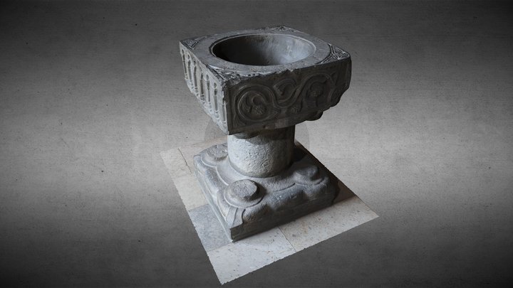Baptismal font, Saint-Clément d'Achêne church – Modelo 3D gratuito STL