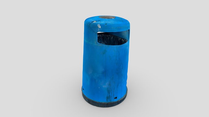 Blue trash bin 3D Model