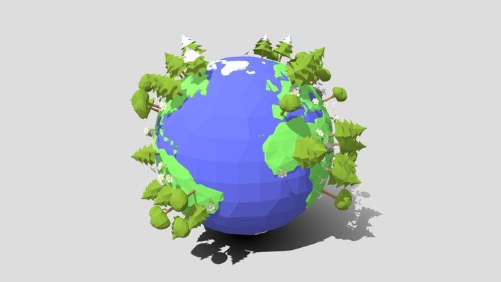 Lowpoly origami planet Earth 3D Model