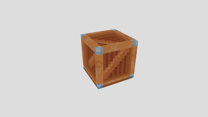 Low-Poly Pixel Wood Crate 3D Model