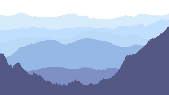 Blue Gradient Mountains 3D Model