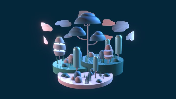 Blue forest low poly 3D Model