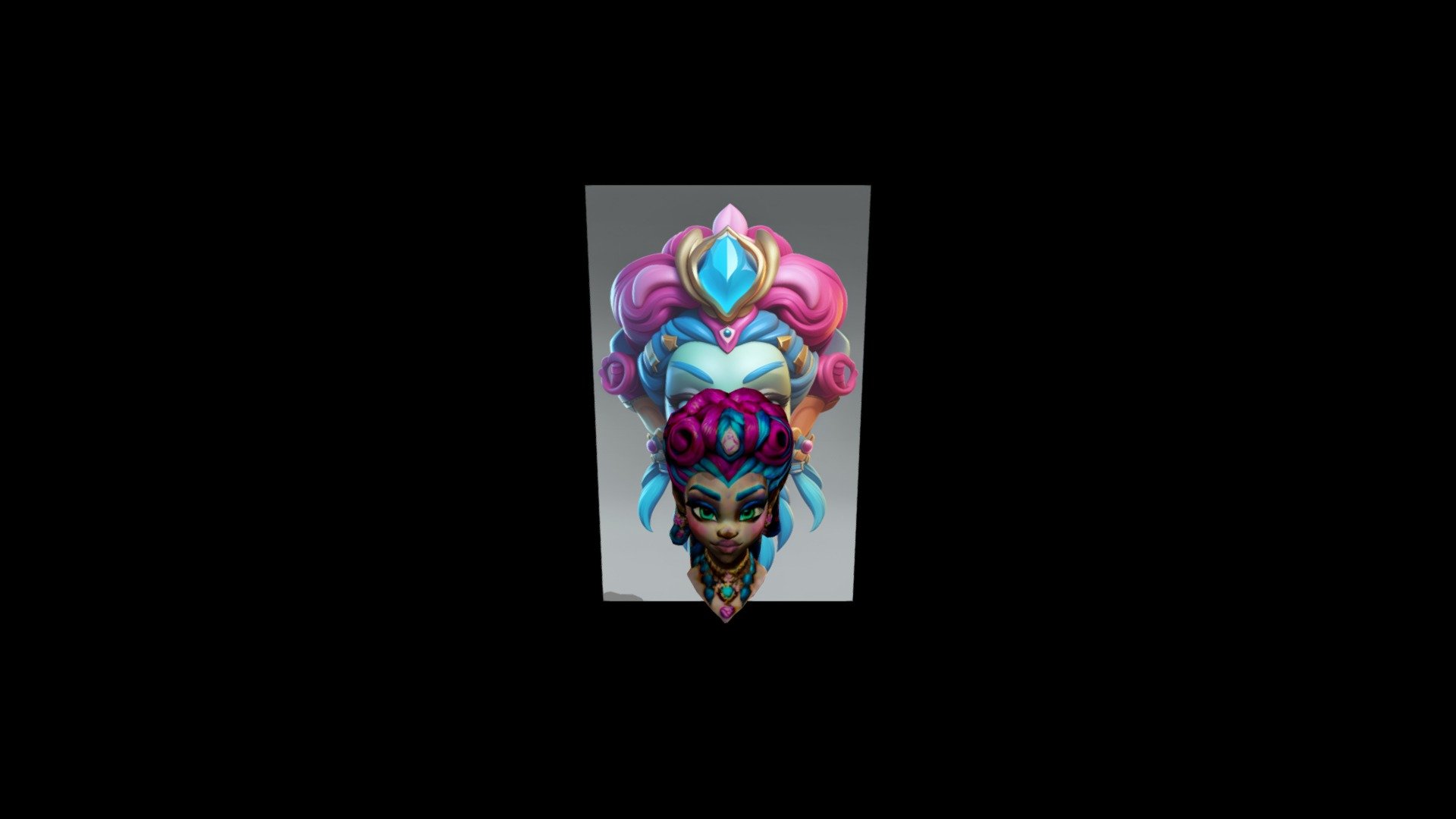 "Head of a cartoon character with blue hair and - Download Free 3D ...