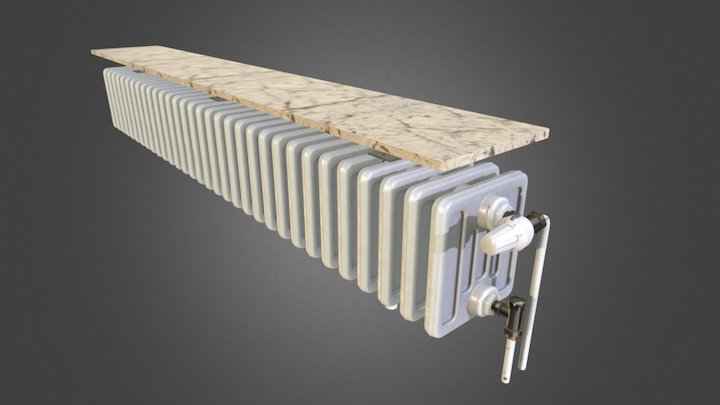 Heater with marble board 3D Model