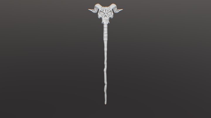 Skull Staff / Hipoly for 3D print and lowpoly 3D Model