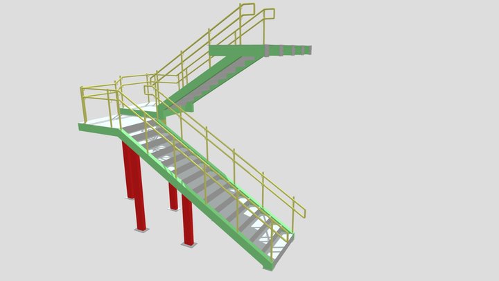 Escada metálica para prédio comercial 3D Model