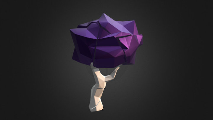 Low Poly Purple Broken Tree 3D Model