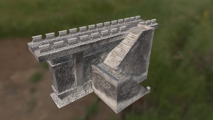 Castle Walls with Stairs 3D Model