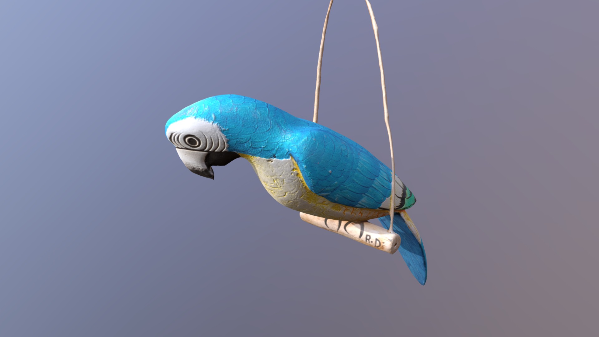 3D model Gobi The Blue Parrot - This is a 3D model of the Gobi The Blue Parrot. The 3D model is about a blue and white bird.