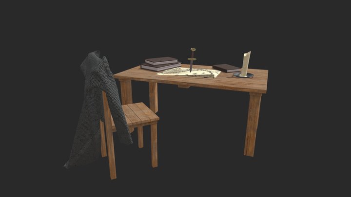 Medieval Study Setup 3D Model