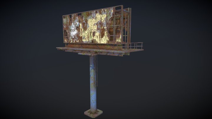 Postapo, abandoned, rusted and damaged Billboard 3D Model