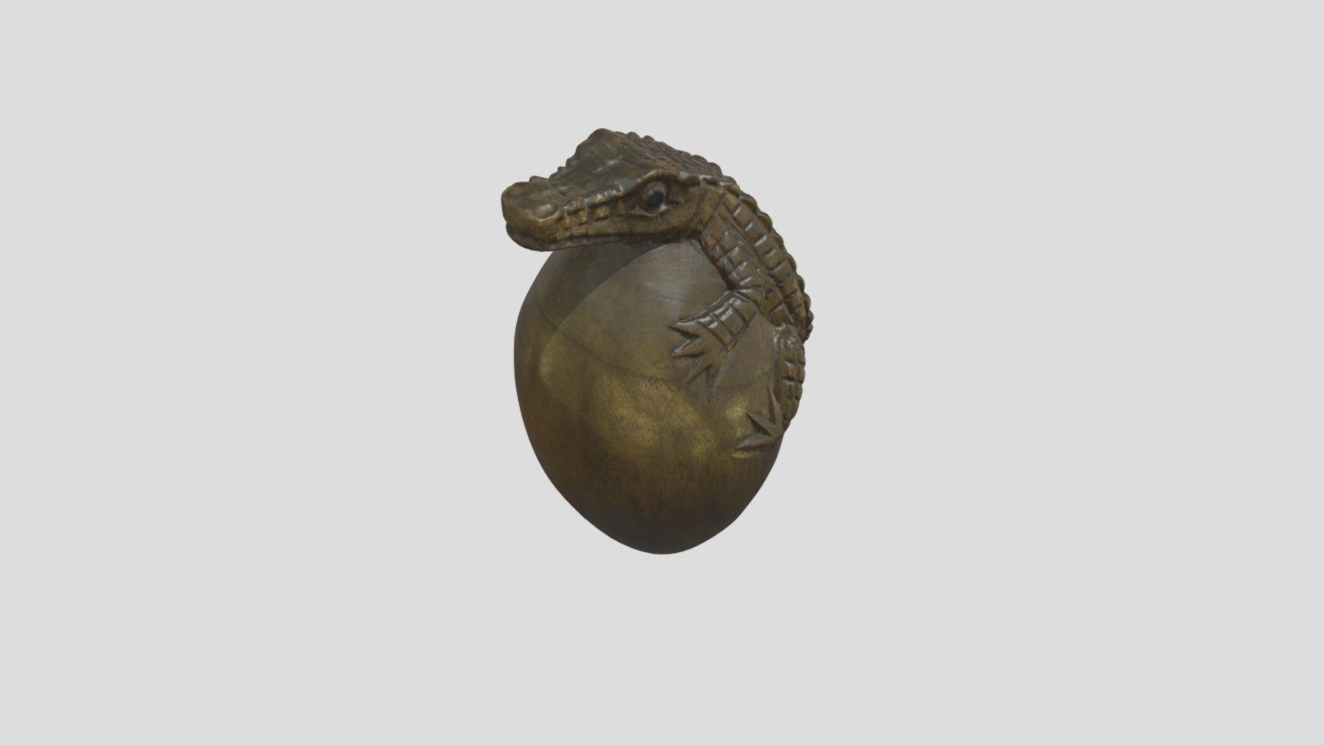 Crocodile Wooden Statue - 3D Scan