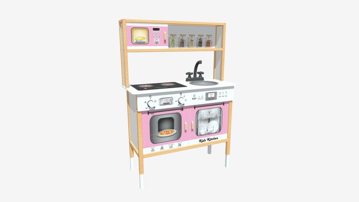 ÇG78 Ahşap Işıklı Çocuk Mutfağı 3D Model