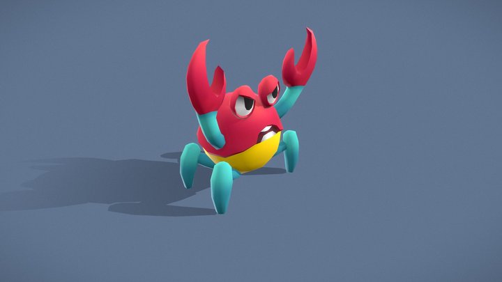 Cartoon Characters - Small Mad Crab Warrior 3D Model