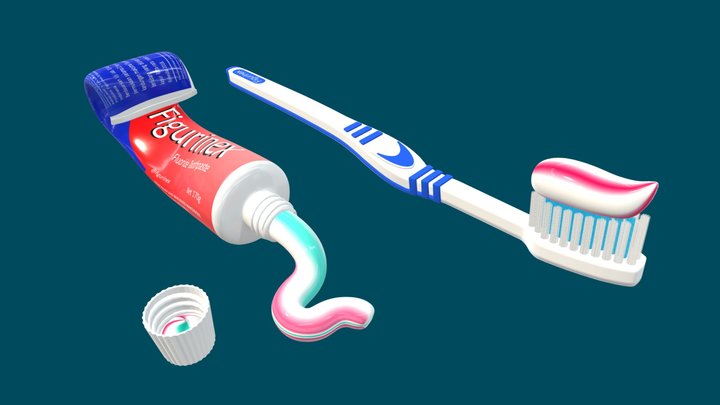 Toothpaste and Toothbrush 002 3D Model