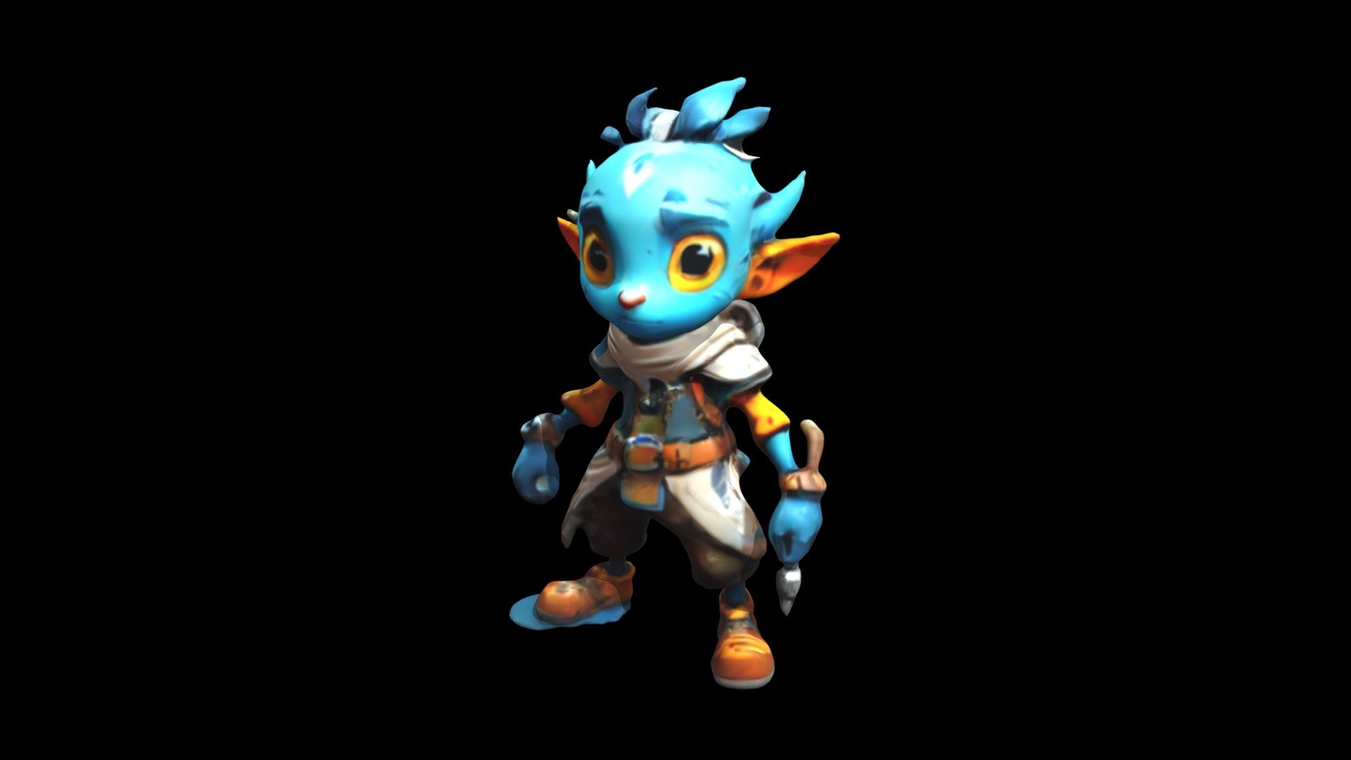 a cartoon character with blue hair and orange - Download Free 3D model ...