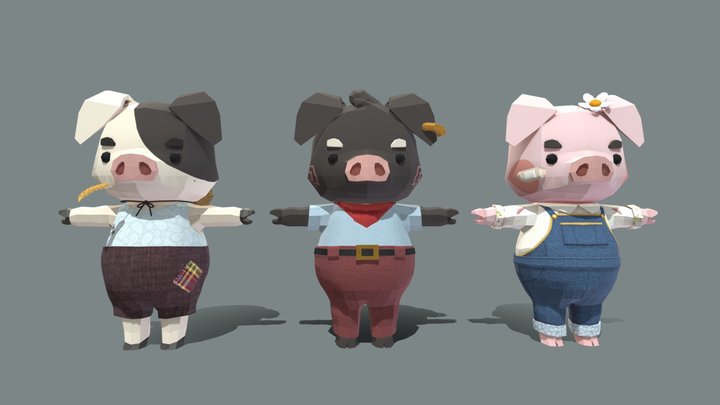 The Three Little Pigs 3D Model