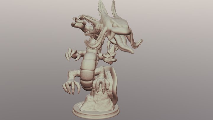 Axolotl Dragon Miniature 3D Model
