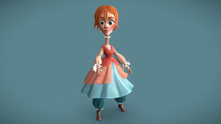 Olivia - the 19th-century painter 3D Model