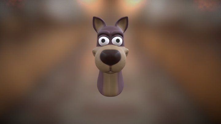 Cartoon Dog Head 3D Model