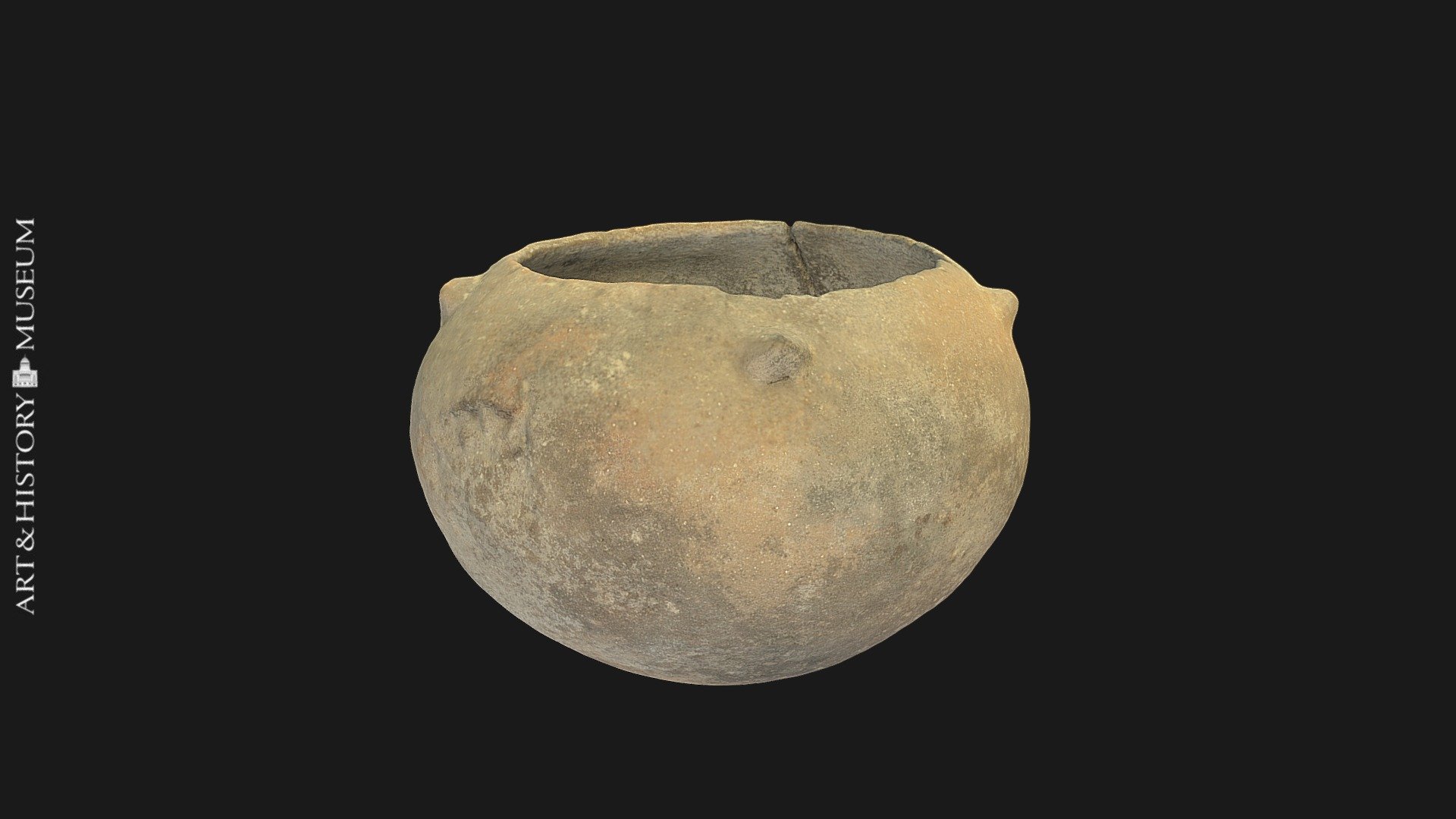 Deep bowl with receding rim and buttons